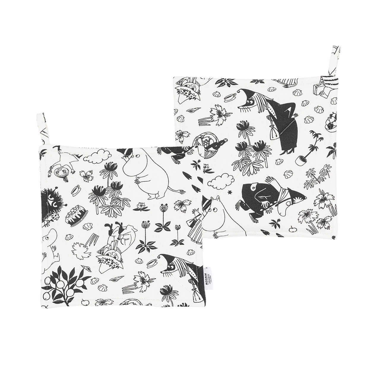 1072658 Moomin pot holder set 22x22cm b&w 2pcs_1.jpg