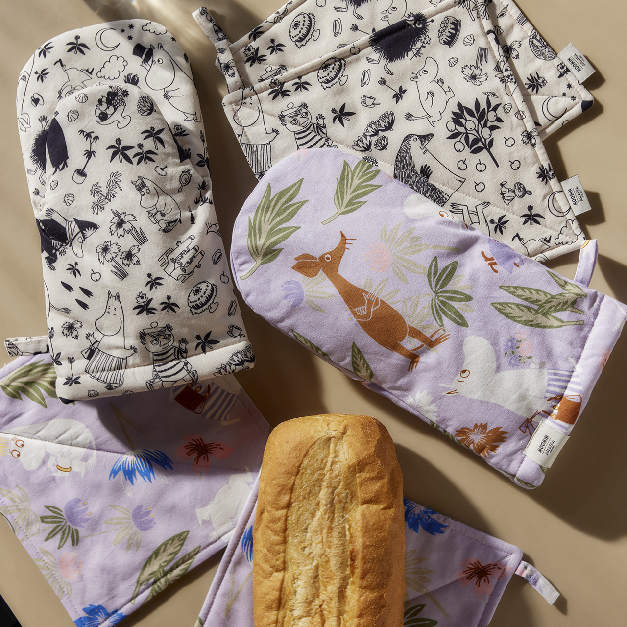 1072658 Moomin pot holder set 22x22cm b&w 2pcs_2.jpg